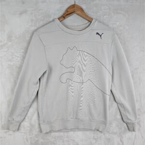Vintage Puma Sweatshirt Crewneck Y2K Sweatshirt Gray Mens S Stitched Logo *flaw*